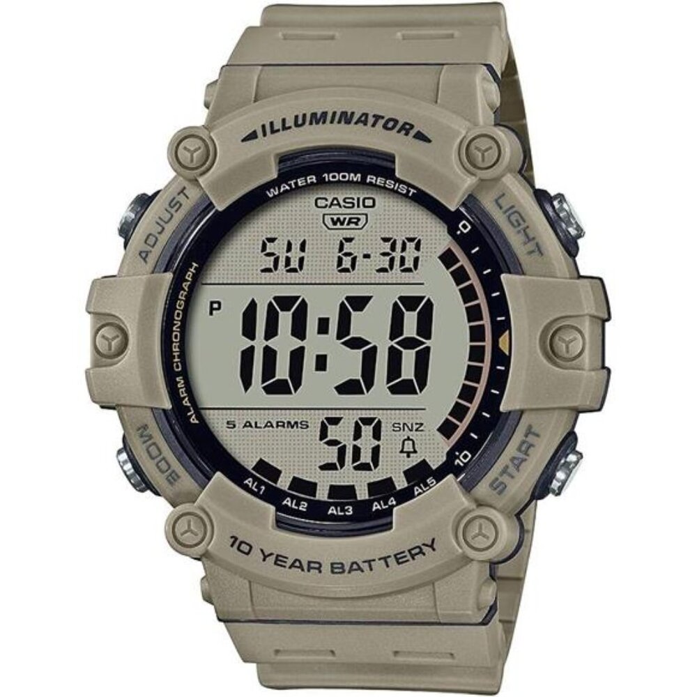 10-Year Battery | LED Backlight|5-Alarms|1/100 Sec Stopwatch|Men's Digital Watch